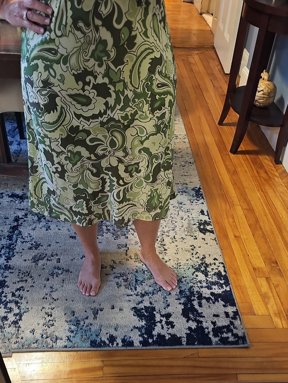 New York & Company Green Paisley Midi Skirt